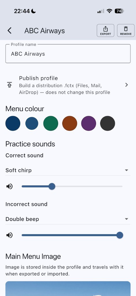 Profile name field at the top of Settings