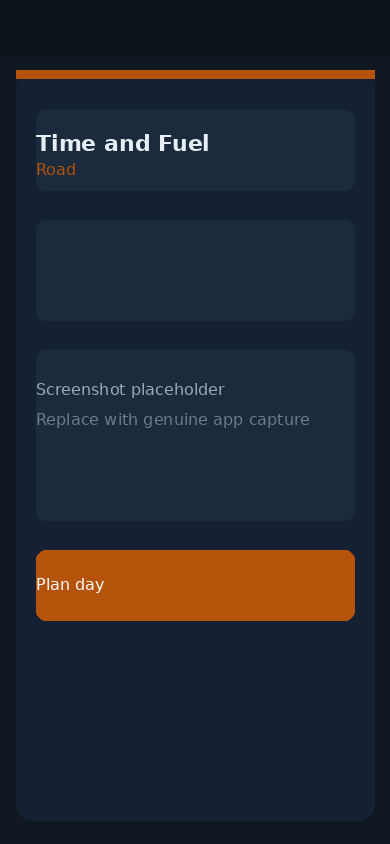 Placeholder for Time and Fuel Road on a phone. Replace with a genuine screenshot when available.